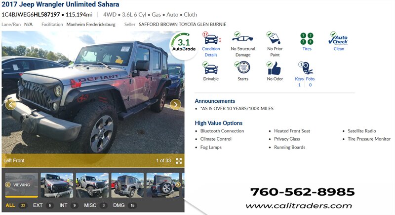 2017 Jeep Wrangler Unlimited Sahara   - Photo 1 - San Diego, CA 92154