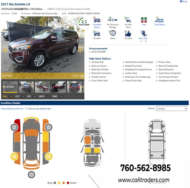 2017 Kia Sorento LX V6   - Photo 1 - San Diego, CA 92154