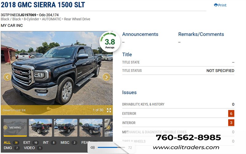 2018 GMC Sierra 1500 SLT   - Photo 1 - San Diego, CA 92154