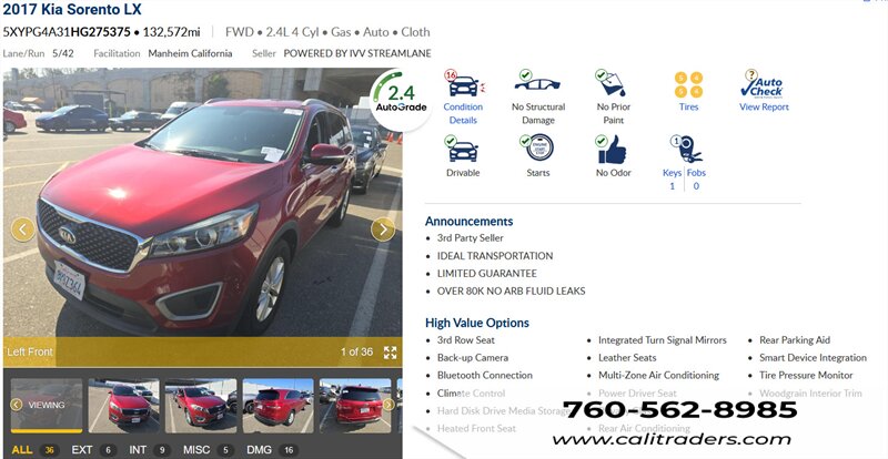 2017 Kia Sorento LX   - Photo 1 - San Diego, CA 92154