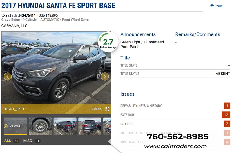 2017 Hyundai SANTA FE Sport 2.4L   - Photo 1 - San Diego, CA 92154