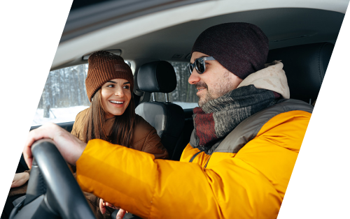 male and female test driving